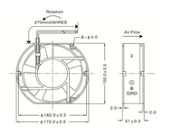 Hochtemperatur-AC-17251-Kühlventilator 172*150*51MM 110V 220V 380V Axiallüfter mit Gusseisenflügel und Kugellager für Industrieanwendungen