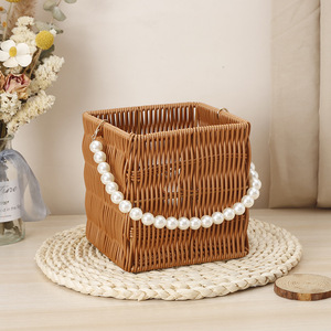 Articoli Decorativi in Rattan <span class=keywords><strong>Classico</strong></span> con Manici in Perle, 100% Fatti a Mano, Regalo Multifunzionale - Product Image 6