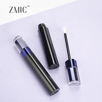 Tubes de gloss à lèvres vides uniques de 5,5 ml, flacon noir brillant et transparent, emballage personnalisé, tube de rouge à lèvres liquide en plastique