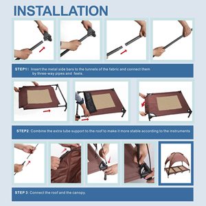 Outdoor Portable Moisture-proof <b>Dog</b> Cot Tent-style Elevated Pet <b>Bed</b> With Canopy Portable Tent for Camping or Beach - Product Image 6