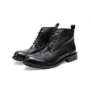 Autumn New Arrival Men's <b>Boots</b> Brogue Carved Retro Ankle <b>Boots</b> Goodyear Welt Craftsmanship Handmade - Product Image 2