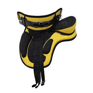 Ridex Yellow Freemax Style Lightweight Durable English Dressage Treeless Leather Horse Saddle Soft <b>Padded</b> <b>Seat</b> Comfortable - Product Image 3