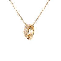 Collier à double anneau délicat à la vente en gros, pendentif diamant couleur rose, chaîne claviculaire