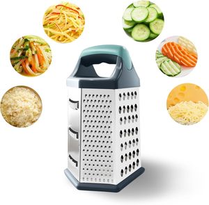 Râpe à 6 faces en acier inoxydable antiadhésive avec boîte, compatible lave-vaisselle et four, pour couper le fromage et les légumes - Product Image 1