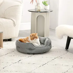 Billige unzerstörbare oft Plüsch Donut Runde Haustier Katze Hund Sofa Leinen Bett mit Logo