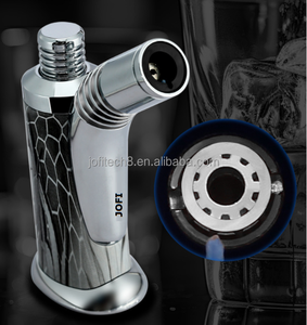 Briquet torche moderne de luxe plaqué or, au butane, coupe-vent, portable, avec motif marbre noir - Product Image 4
