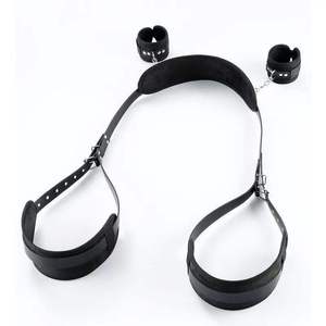 Kit d'équipement de bondage en cuir BDSM, menottes réglables, sangles de jambe, attaches pour poignets et cuisses, bandeau pour les yeux, pour couples, jouet sexuel pour adultes - Product Image 1