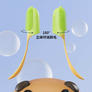 Brosse à dents pour animaux de compagnie, poils souples TPR, outil de nettoyage pour soins bucco-dentaires des chiens et des chats - Product Image 4