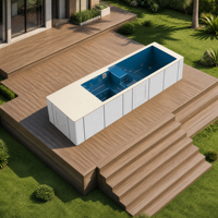 Piscine en fibre de verre de 25 pieds avec zone de transition, piscine hors sol pour clubs de santé et centres de bien-être privés