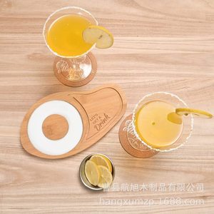 Plato de madera Hangxu para sal con azucarero, herramienta de bar para cócteles, bandeja de madera maciza reutilizable, diámetro superior a 10 cm - Product Image 1