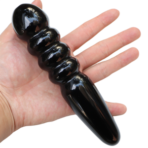 高級黒黒曜石ディルドクォーツマッサージワンド瞑想ヒーリングストーンブラック黒曜石ヨニワンドマッサージスティックラブワンド - Product Image 2