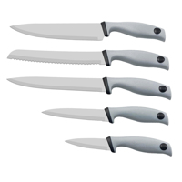 Ensemble de couteaux de chef en acier inoxydable avec logo personnalisé, 5 pièces, couteau de cuisine avec manche en PP, lame en acier inoxydable 3Cr13 pour couper