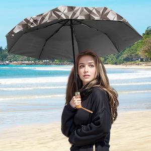 Open size 105 cm wide <b>umbrella</b> three dimensional 3D visual effect wood handle <b>automatic</b> compact <b>umbrellas</b> - Product Image 6
