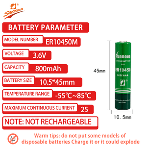 Batteria al litio SUNMOON ER10450 No.7 AAA 3.6V 800mAh <span class=keywords><strong>per</strong></span> allarme fumo regolatore di temperatura - Product Image 2