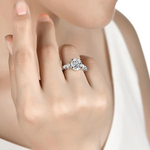 Bộ nhẫn cưới vàng thật 14k 18k đính đá moissanite tròn 3 carat 9mm, bạc 925, kiểu dáng đơn giản - Product Image 2