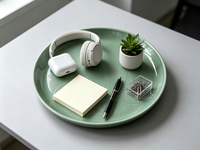 Plateau rond en fer, revêtement poudré rouge/vert, plateau de décoration pour la maison, organiseur de cosmétiques et de collations