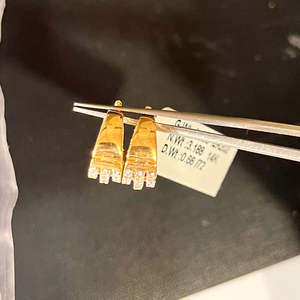 Boucles d'oreilles en diamants blancs naturels avec or 14 carats, bijoux fins originaux - Product Image 2