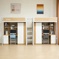 Lit superposé double de style nordique personnalisé pour appartement, dortoir, ou dortoir de personnel, avec système de rangement complet, vente en gros, Meida MDL-G2