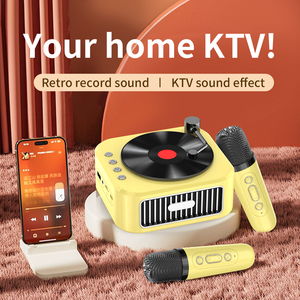 Cổ điển Retro không dây BT Karaoke loa stereo bass nặng FM USB <span class=keywords><strong>Flash</strong></span> Drive TF tay-miễn phí xách tay mini CD máy nghe nhạc - Product Image 2