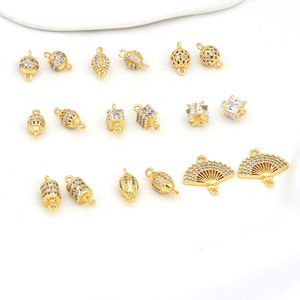 ทองแดงชุบเซอร์คอนเคลือบทองคำแท้ 18k เพื่อการคงสี, จี้คู่ลายฉลุ, สร้อยข้อมือทำมือ DIY - Product Image 3