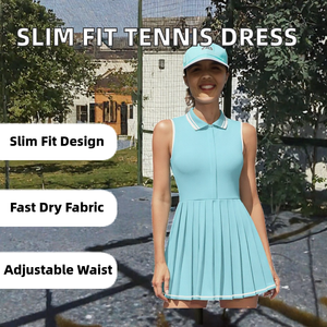 <b>Women</b> Tennis Dress Sleeveless Pleated Sports <b>Skirt</b> Dress Breathable Quick Dry Golf Apparel Custom Logo - Product Image 2