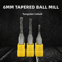 Nouvelle fraise conique à bout sphérique de 6 mm, revêtement AlTiN, 2 dents, en alliage de tungstène-cobalt, pour fraisage en montée, pour routeur CNC, pour la sculpture sur bois, ODM OEM