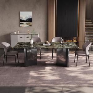 Table à manger rectangulaire en marbre de luxe naturel de <span class=keywords><strong>Dali</strong></span>, style italien minimaliste, avec chaises, mobilier de maison haut de gamme - Product Image 2