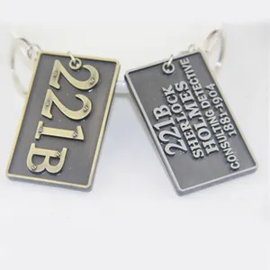 ZRM Perhiasan Mode Pemegang Rantai Kunci, Gantungan Kunci Sherlock VK 221B untuk Penggemar Souven