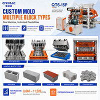 Machine de fabrication de blocs de béton entièrement automatique QT6-15P, machine à pavés creux et briques autobloquantes