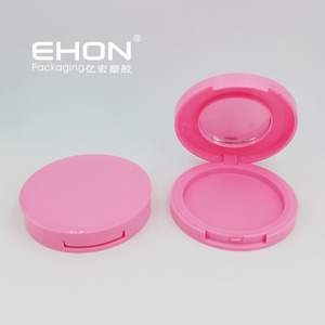 Factory Round Cosmetic <b>Compact</b> Case with <b>Mirror</b> Portable Makeup Container Empty Blush Powder Box ABS Packaging - Product Image 1