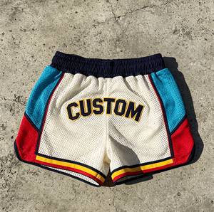 Custom Fashion Men's Vintage Board Shorts 100% Polyester Mid Waist Breathable <b>Elastic</b> Waist Basketball Shorts - Product Image 2