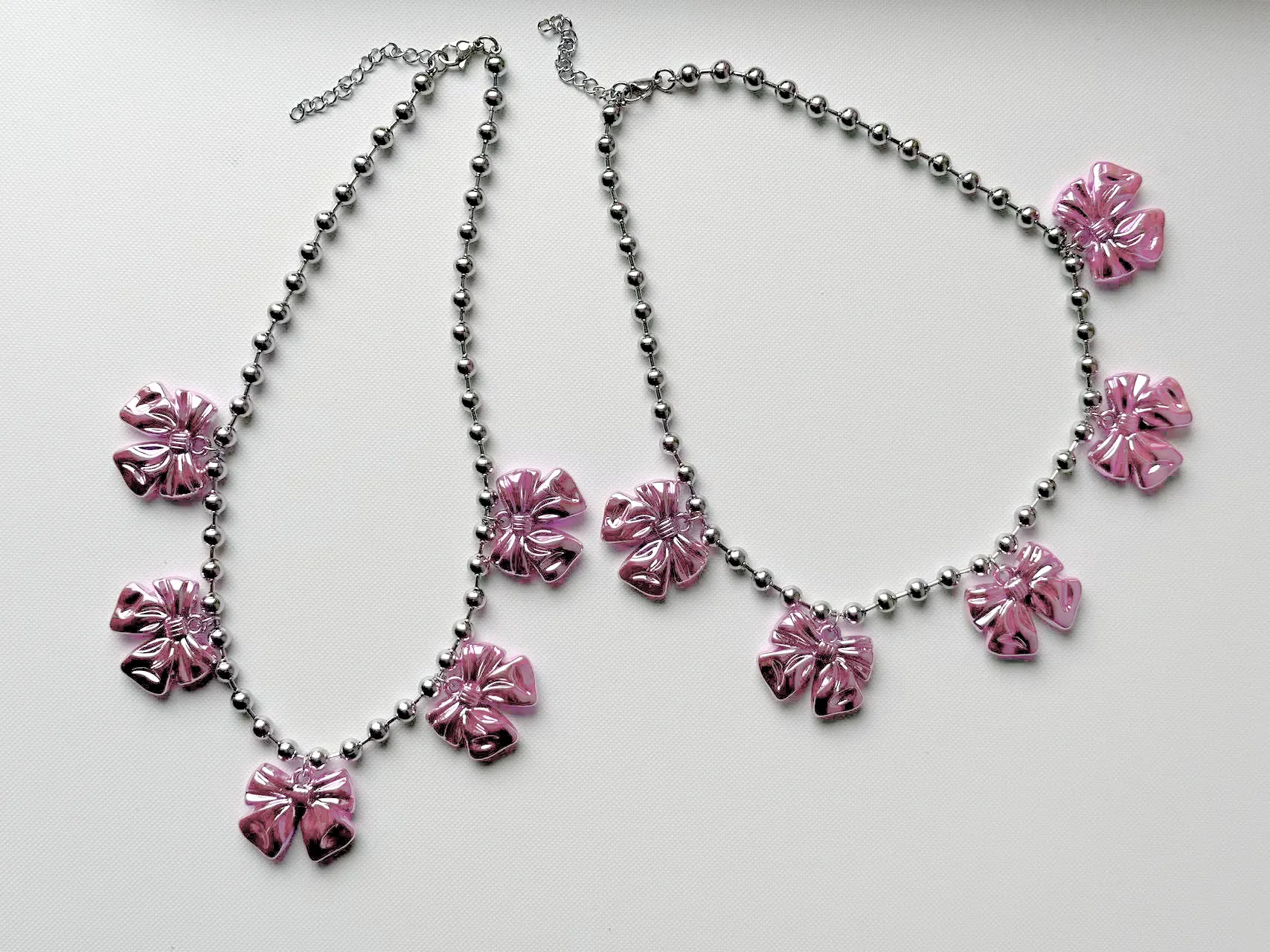 Colar de prata acrílico para mulheres, joia de prata em forma de arco e acrílico rosa, colar de prata para mulheres, moda em promoção
