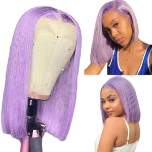 Perruque Bob Courte en Cheveux Brésiliens Cency, Grade 12A, Entièrement Nouée à la Main, Cuticules Intactes, Dentelle Frontale Transparente HD 13x4, Colorée - Product Image 6