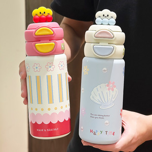 2026 New Cute Kids Insulated <b>Straw</b> Cup, Portable High-value Thermal Water Bottle for Girls School Use - Product Image 4
