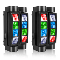 2 Projecteurs Mini Spider 80W RGBW à Tête Mobile LED, Éclairage de Scène DMX512 IP44 2000-82000 Lumens pour KTV, Discothèque, Fête, DJ, Mariage
