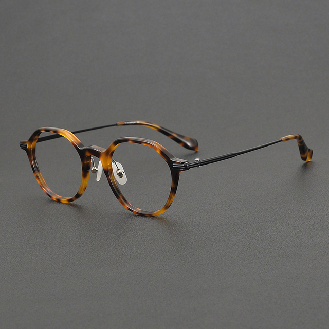 90007 High Quality Retro Eye Frame Acetate and Titanium premium Eyeglasses Spectacle Women Men Eyewear IP Plating Frame