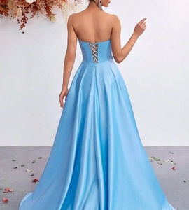 <span class=keywords><strong>Robe</strong></span> longue sexy sans bretelles style européen et américain, nouvelle collection 2026, sans manches, taille haute, avec fente et motif floral tridimensionnel - Product Image 5