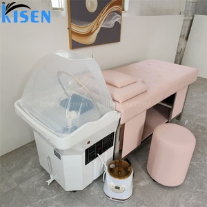 Kisen Sans Plomberie, Lit de Lavage Capillaire Professionnel à Vapeur Rose, Moderne, pour Spa, Thérapie Aquatique de la Tête et Massage Thaïlandais - Product Image 1