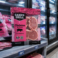 Sacs en plastique personnalisés imprimés pour l'emballage sous vide de poisson, de porc, de viande, de poulet et d'aliments congelés, avec logos, scellés sur 3 côtés