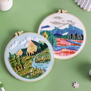 Paysage DIY Points <span class=keywords><strong>De</strong></span> <span class=keywords><strong>Broderie</strong></span> <span class=keywords><strong>Point</strong></span> <span class=keywords><strong>De</strong></span> <span class=keywords><strong>Croix</strong></span> Kits avec Fleur Estampée Motifs Kit <span class=keywords><strong>De</strong></span> <span class=keywords><strong>Broderie</strong></span> pour Débutants Adultes - Product Image 3
