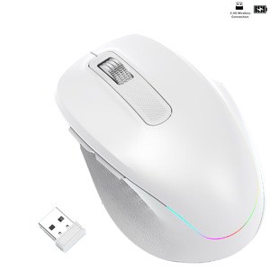Ratón ergonómico inalámbrico con retroiluminación RGB recargable, 5 botones, seguimiento óptico, receptor USB, para mano derecha, uso en escritorio. - Product Image 1