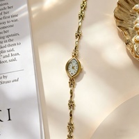 Montre pour femme élégante en or avec cadran ovale en laiton à motif quadrillé rétro, mouvement CITIZEN, résistance à l'eau 3 BAR, premier choix pour un cadeau