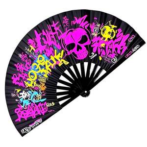 Logo privé personnalisé pleine couleur impression UV Clack Fan 23 pouces ventilateurs à main de grande taille en plastique Promotions publicitaires ventilateurs à main - Product Image 1