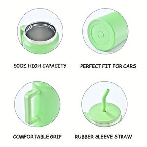Vasos fríos personalizados con logo, tapas y pajitas, vaso térmico con asa, taza de viaje de acero inoxidable, termos de 50oz - Product Image 6