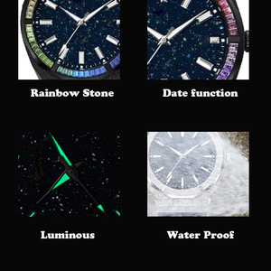 Reloj de Lujo con <span class=keywords><strong>Cielo</strong></span> Estrellado, Cuarzo Japonés, Acero Inoxidable, Polvo de Estrellas Brillante, Bisel de Cristal Azul, Resistente al Agua - Product Image 5