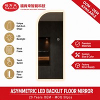 Miroir sur pied à LED rétroéclairé avec interrupteur tactile moderne, design demi-arche, miroir pleine longueur pour chambre à coucher et dressing
