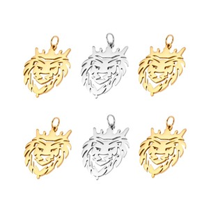 Collier pendentif punk en acier inoxydable poli, motif couronne creuse Lion King, pour breloques DIY et accessoires de fabrication de bijoux rock - Product Image 2