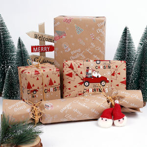 Wholesale 80g Double-Sided Kraft Print Christmas Custom 43cm X 10m Metallic <b>Paper</b> Roll <b>Wrapping</b> <b>Paper</b> for Packaging - Product Image 4