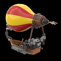Blocs de construction en plastique à petites pièces MOC transfrontaliers, Modèle de dirigeable steampunk et montgolfière, Ornements de scène, Jouet DIY, Jouets pour garçons