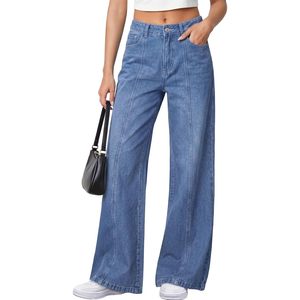 Vaqueros de Pierna Ancha para Mujer, de Cintura Alta, Elásticos, Estilo Palazzo, con Costuras Frontales, Ropa de Moda Verano 2026 - Product Image 1